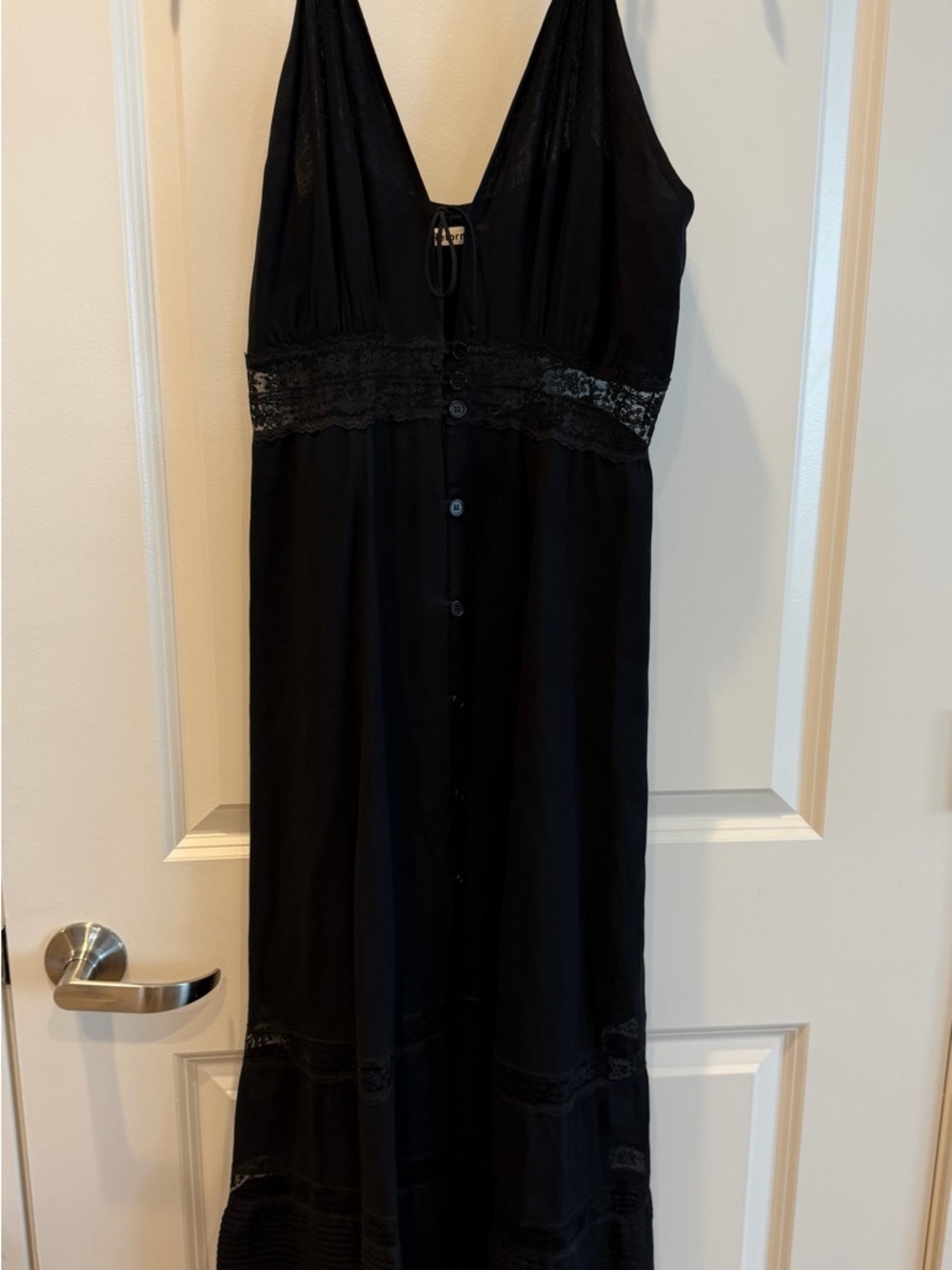 Reformation Black Midi Dress with Lace Insets - Picture 8 of 9